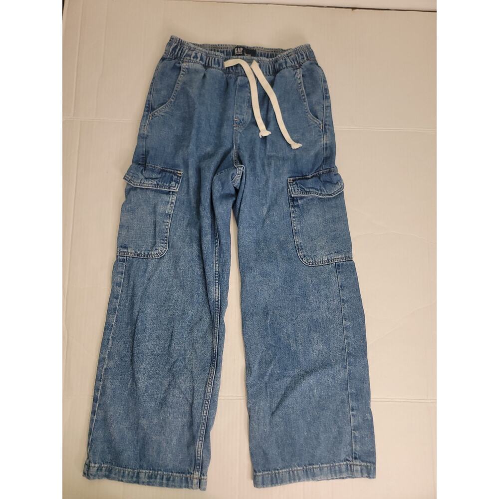GAP Pull-On Cargo Pants SZ Small Straight Wide Leg Drawstring High Rise Coastal